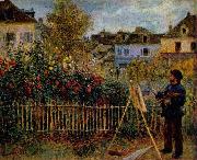 Pierre-Auguste Renoir Claude Monet Painting in His Garden at Argenteuil, oil painting